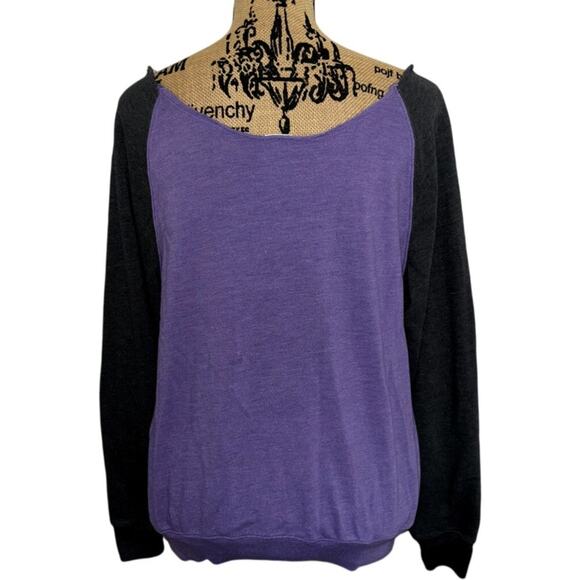 Victorias Secret PINK Off The Shoulder Sweatshirt Purple Black Size Small Y2k - Picture 3 of 5